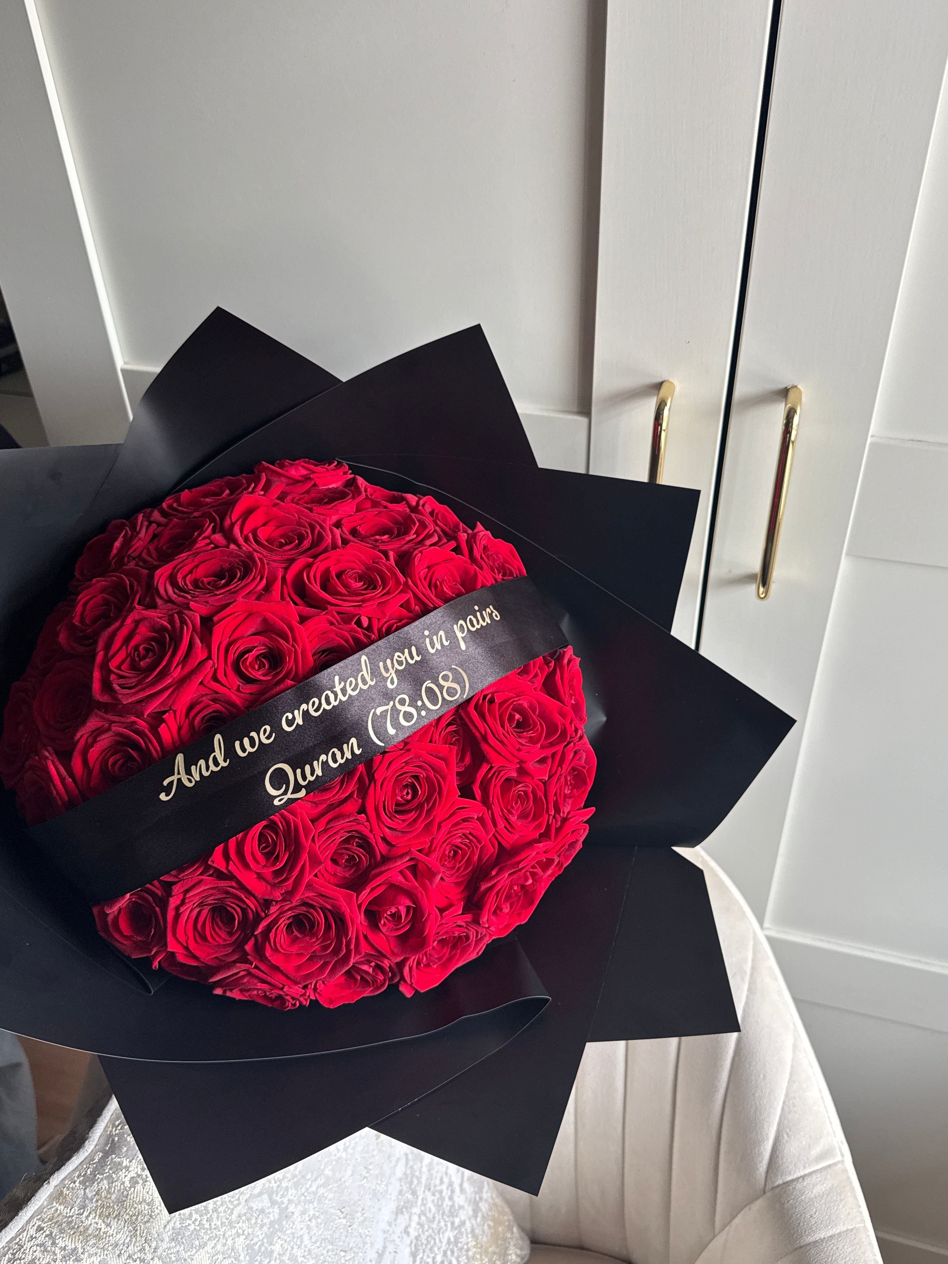 Naomi Rose Bouquet - 50 Stems with Personalised Ribbon